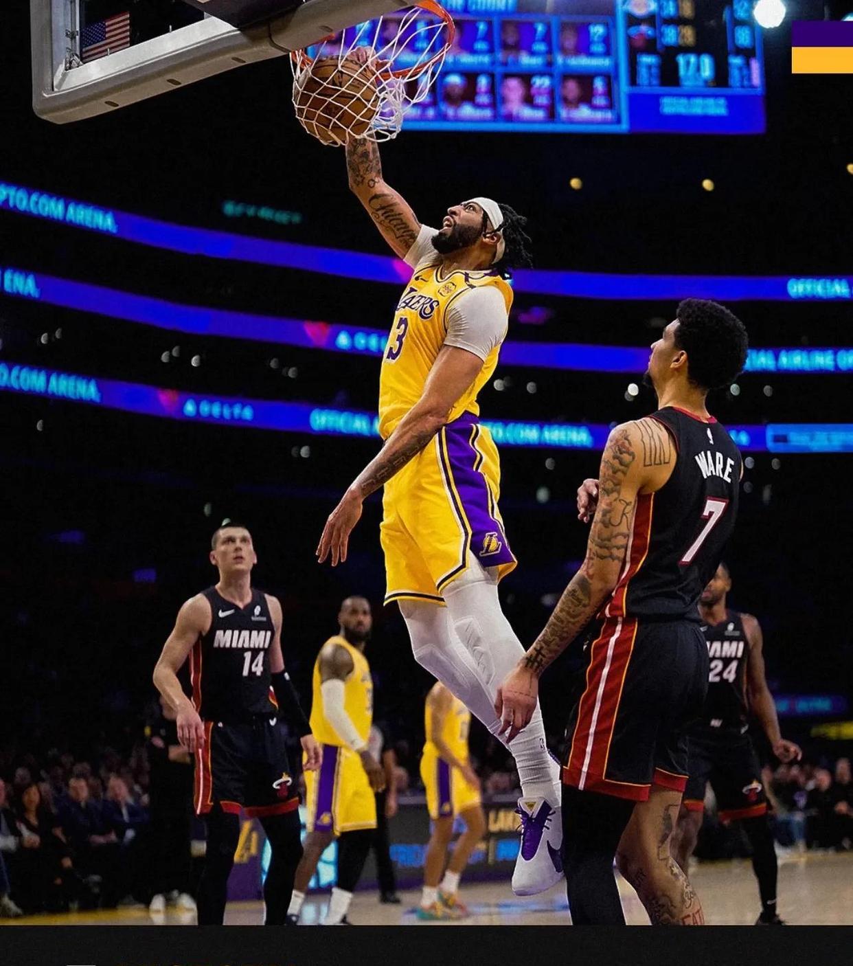 世俱杯官网-湖人击败步行者，浓眉砍下32分